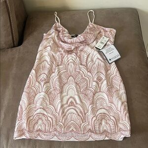 Macy's Pink and White Patterned Dress